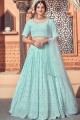 Georgette Party Lehenga Choli with Embroidered in Sky blue