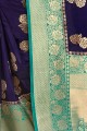 wevon South Indian Saree in Navy blue 2D dola Silk