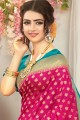 Weaving 2d Silk Pink South Indian Saree with Blouse