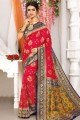 Weaving 2D Dola Silk South Indian Saree in Red