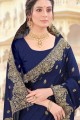Navy blue Party Wear Saree in Embroidered Silk