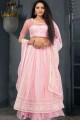 Pink Net Embroidered Party Lehenga Choli with Dupatta