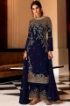 Georgette Pakistani Suit with Embroidered in Blue