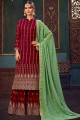 Maroon Pakistani Suit in Georgette with Embroidered