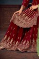 Maroon Pakistani Suit in Georgette with Embroidered