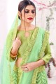 Thread Net Pista green Wedding Lehenga Choli with Dupatta