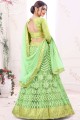 Thread Net Pista green Wedding Lehenga Choli with Dupatta