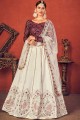 Art silk Party Lehenga Choli with Embroidered in Pearl white