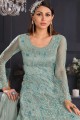 Embroidered Anarkali Suit in Grey Net