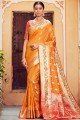 Weaving Banarasi silk Banarasi Saree in  orange