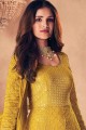 Georgette Anarkali Suit in Mustard  with Embroidered