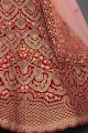 Gracefull Velvet Lehenga Choli with Lace in Maroon Color