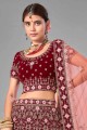 Designer Maroon Lace Lehenga Choli in Velvet