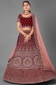 Maroon Color Lace Lehenga Choli in Velvet