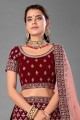Maroon Color Lace Lehenga Choli in Velvet