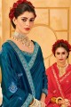 Silk Teal blue Saree in Thread