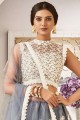 Grey Party Lehenga Choli in Net with Embroidered
