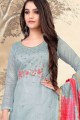 Model Chanderi  Embroidered Blue blue Salwar Kameez with Dupatta