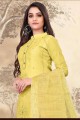 Yellow Salwar Kameez in model Chanderi with Embroidered