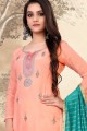 Peach model Chanderi  Embroidered Salwar Kameez with Dupatta