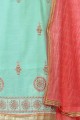 model Chanderi silk Salwar Kameez with Embroidered