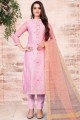 Embroidered Chanderi silk Pink Salwar Kameez with Dupatta