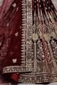 Stunning Maroon Color Lehenga Choli in Velvet with Lace
