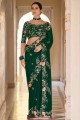 Silk Green Saree in Sequins thread lace