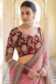 Peach Silk Saree with Zari sequins lace
