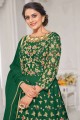 Net green Anarkali Suit in Thread