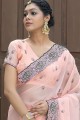 Peach Art silk Party Wear Saree with Stone,thread,embroidered