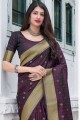 Purple Saree with Weaving Silk