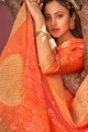 Chanderi and jacquard Digital print orange  Salwar Kameez with Dupatta
