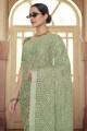 Chiffon Party Wear Saree with Resham,embroidered in Green