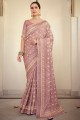 Mauve  Saree in Resham,embroidered Georgette and satin