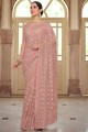 Pink Resham,embroidered Georgette Saree