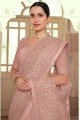 Pink Resham,embroidered Georgette Saree