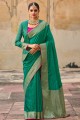 Wedding Saree in Sea green Jacquard and silk with Weaving