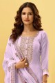 Light purple Palazzo Suit in Embroidered Georgette