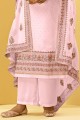 Hand Georgette Pink Palazzo Suit with Dupatta