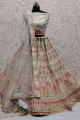Wedding Lehenga Choli in Grey Silk with Embroidered