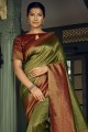 Art silk Weaving Olive green Saree with Blouse