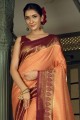 Peach Wevon  Saree in Art silk
