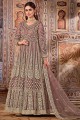 Heavy Embroidered Net Anarkali Suit in Peach