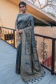 Tussar silk Grey Saree in Weaving