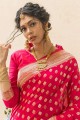 Pink Weaving Saree in Cotton and silk