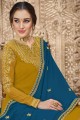 Georgette Salwar Kameez in Lime green with Heavy Embroidered