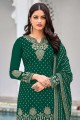 Green Embroidered Palazzo Suit in Faux georgette
