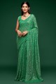Embroidered Georgette Party Wear Saree in Green