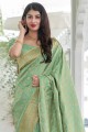 Weaving Silk South Indian Saree in Green with Blouse